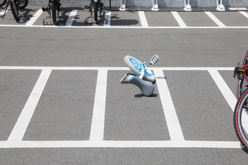 Chiba, Japan, 05/05/2019 , monowheel bike parked in a bike parking © wothan