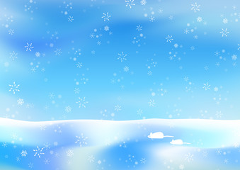 Obraz premium ネズミ型の雪の結晶が降る 雪の中の小さな白いネズミ 2020 子年 年賀状