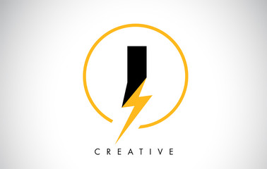 I Letter Logo Design With Lighting Thunder Bolt. Electric Bolt Letter Logo