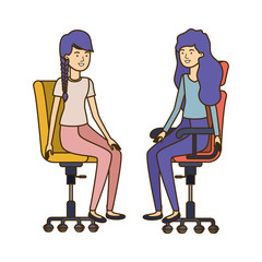 women with sitting in office chair avatar character