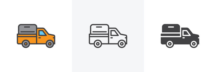 Pickup truck icon. Line, glyph and filled outline colorful version, farm truck outline and filled vector sign. Symbol, logo illustration. Different style icons set. Vector graphics © alekseyvanin