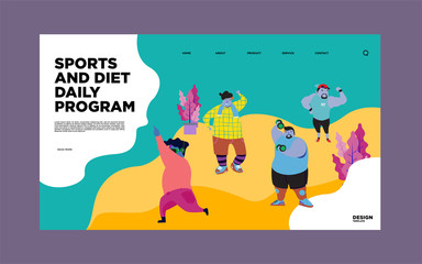 Illustration of Sports and Diet Daily Program. Illustration can use for, landing page, template, ui, web, homepage, poster, banner, flyer