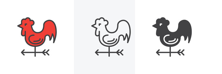 Weather vane icon. Line, glyph and filled outline colorful version, Rooster vane outline and filled vector sign. Symbol, logo illustration. Different style icons set. Vector graphics