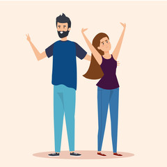 boy with beard and pretty girl with hairstyle