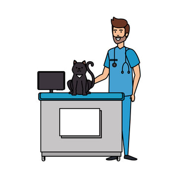 male veterinary doctor with cat