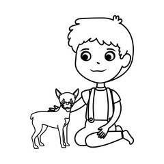 cute little boy with dog character