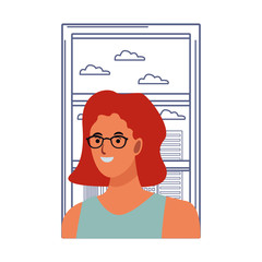 woman avatar cartoon character vector illustration