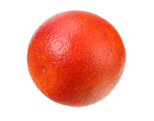 one red blood orange fruit isolated on white background