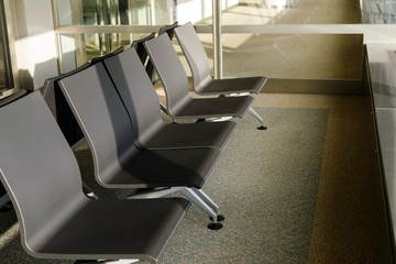 Empty seat at the airport terminal. waiting area for boarding