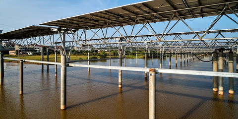 Solar photovoltaic panels built on the water surface