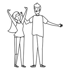 young couple celebrating avatars characters