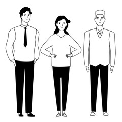 group of people avatar cartoon character in black and white