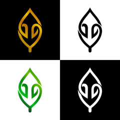 minimalist elegant leaf logo design inspiration with line art style