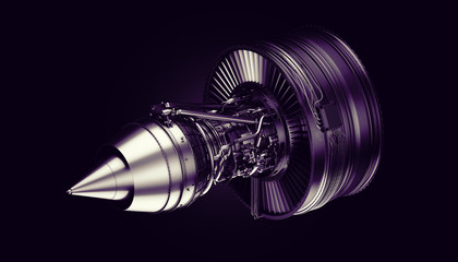 Part of real airplane turbine, 3d illustration