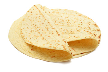 tortilla round flat bread isolated on white