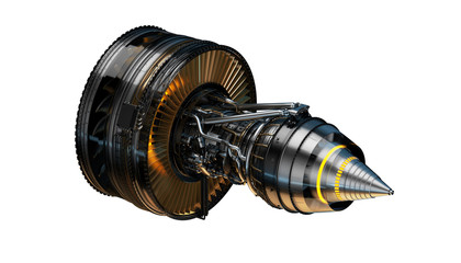 Part of real airplane turbine, 3d illustration