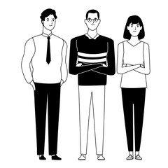 group of people avatar cartoon character in black and white