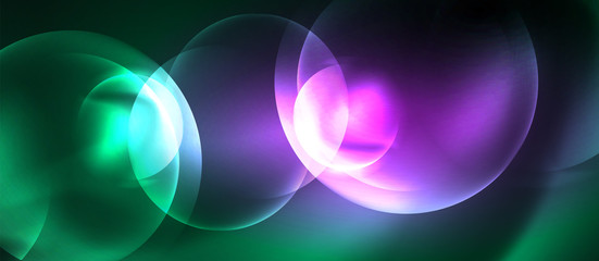 Neon glowing circles vector abstract background