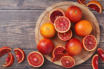 Red oranges with copy space background