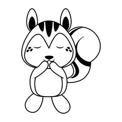 Cute squirrel animal cartoon in black and white