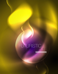 Shiny metallic neon waves vector design