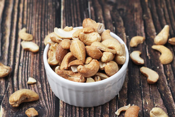 A bowl with cashew nuts	