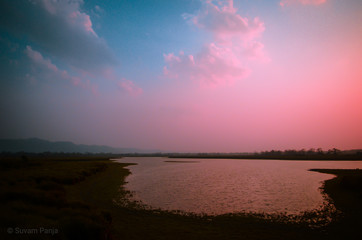 Fototapeta premium sunset on the lake