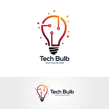 tech lightbulb logo designs concept, creative icon symbol technology logo, bulb logo designs