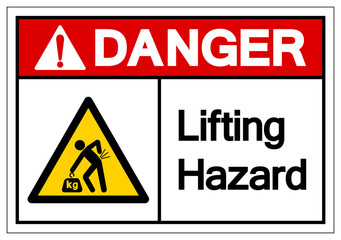 Obraz premium Danger Lifting Hazard Symbol Sign, Vector Illustration, Isolate On White Background Label .EPS10