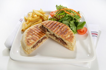 flat bread baked on a griddle toast turkish style street food cuisine with side dishes