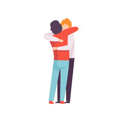 Young Men Embracing Each Other, Happy Meeting, People Celebrating Event, Best Friends, Friendship Concept Vector Illustration