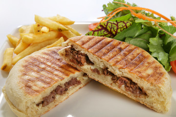 flat bread baked on a griddle toast turkish style street food cuisine with side dishes