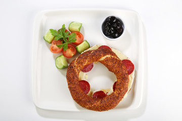 simit called turkish baked street food cuisine bagel