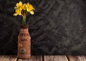 Knitted cover for a vase. Handmade.