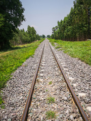 Fototapeta premium Railroad and green grass.
