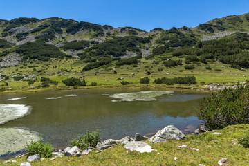Fototapeta na wymiar Amazing Landscape with Prevalski lakes near Mozgovishka pass, Pirin Mountain, Bulgaria