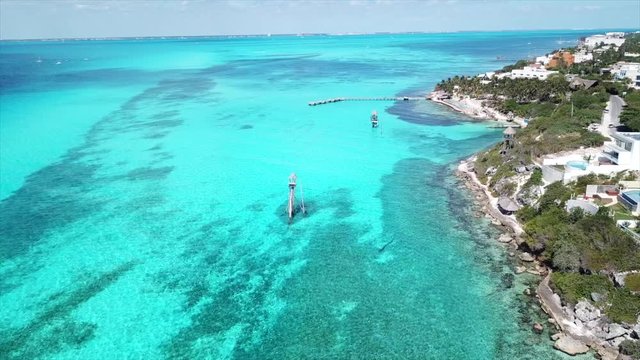Beautiful island Isla Mujeres, Punta Sur. Aerial View 