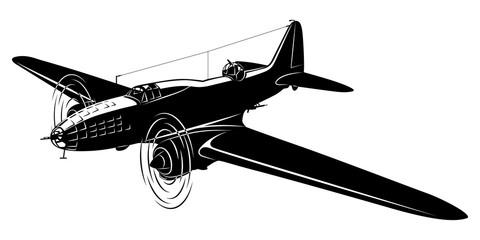 Vector silhouette of the old bomber plane