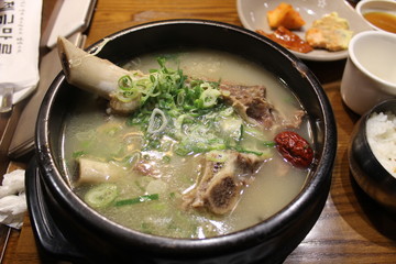 Delicious dish of ribs in the restaurant