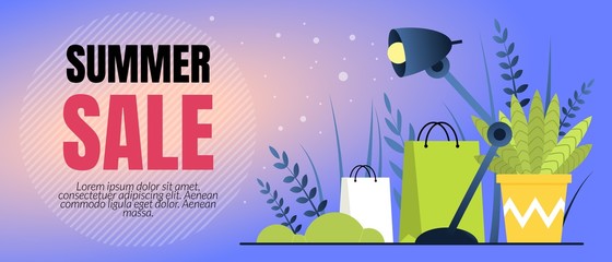 Flat Illustration Summer Sale Lettering Cartoon.