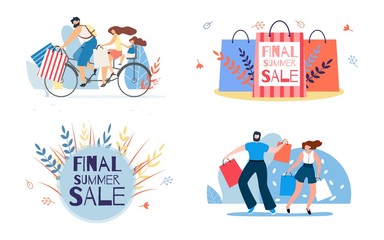 Fototapeta premium Set Poster Invitation Final Summer Sale Lettering.