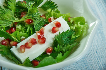 Spring salad with dandelion, feta cheese