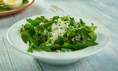 Spring salad with herbs, dandelion, nettle