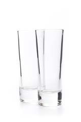  small empty glasses on a white background