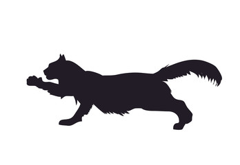 vector illustration of a cat that lapsing paw, drawing silhouette