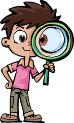boy researcher with a magnifying glass
