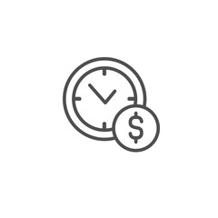 Money time vector icon, concept. Clock line outline sign, linear thin symbol, flat design for web, website, mobile app