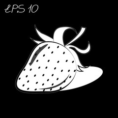 logo strawberry black white image vector isolated object symbol icon black background