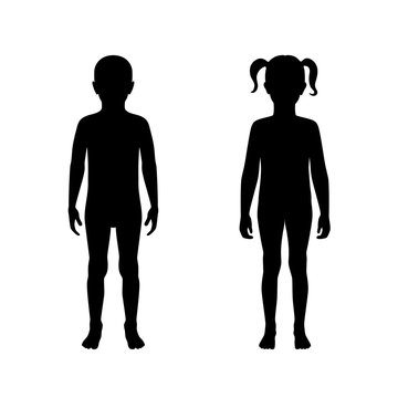 Vector illustration of girl and boy silhouette