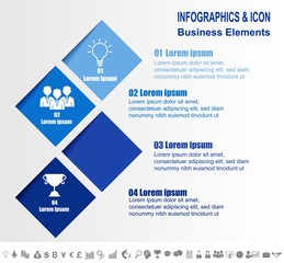 Infographic business timeline process and icons template.  Business concept with 4 options, steps or processes. Vector.